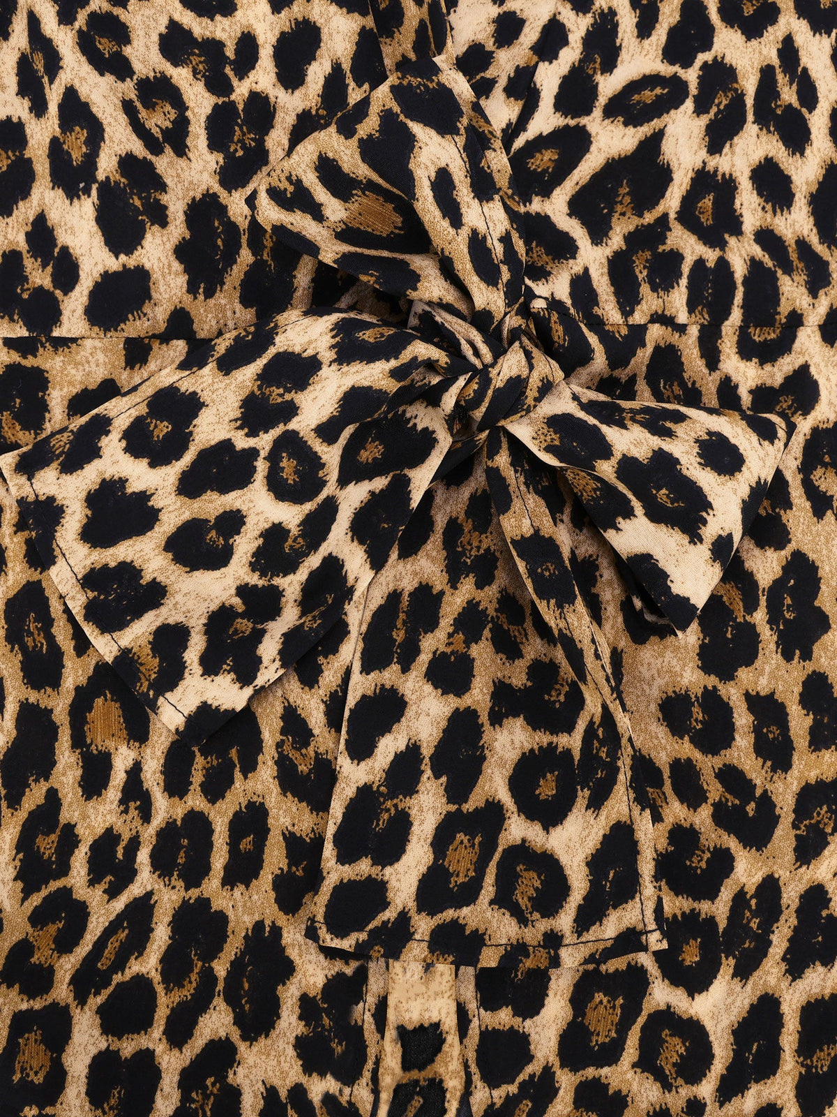 Leopard Print Wrap Blouse with Tie Waist Office to Evening Long Sleeves Top