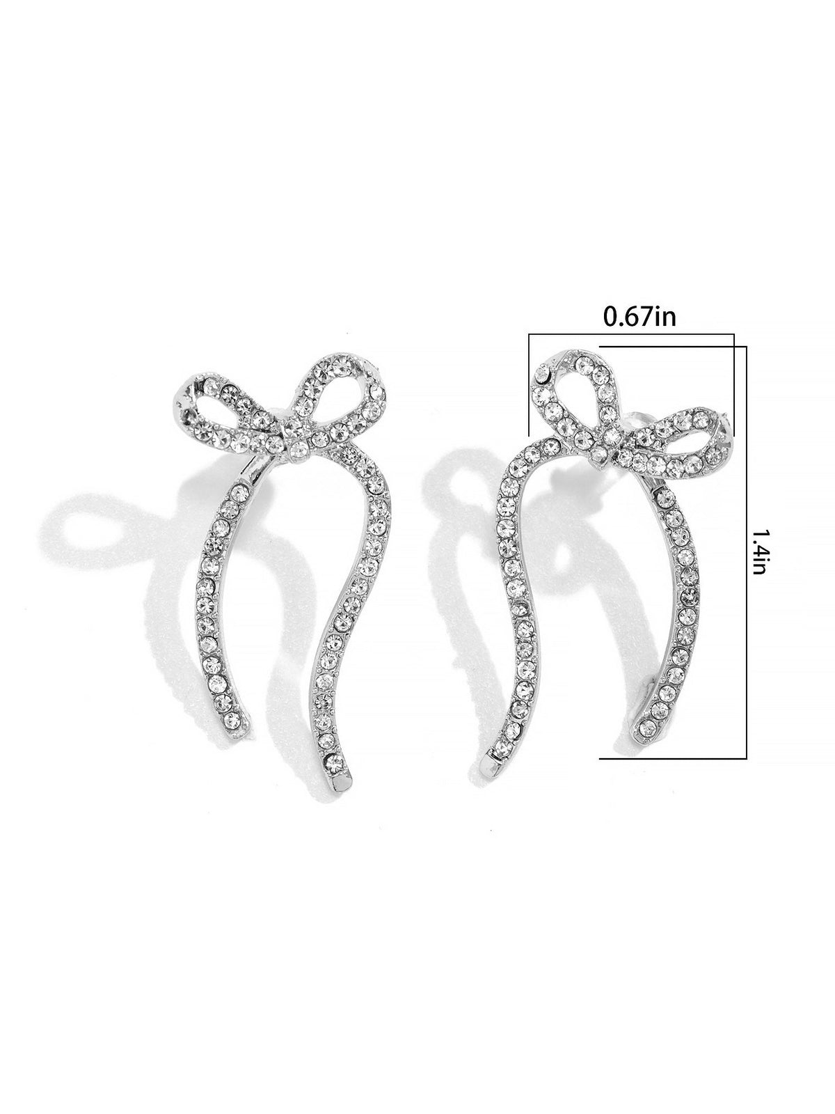 Alloy Faux Pearl Rhinestones Bow Shape Stud Earrings