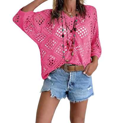 This Week's Special Price🍃Women's Bohemian Crochet V-Neck Top - Lightweight Summer Cover-Up