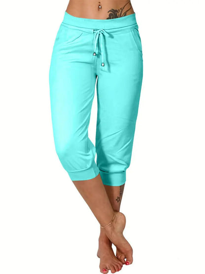 🔥Hot Summer Sale🔥Women’s Drawstring Capri Pants with Pockets for Casual Comfort Wear