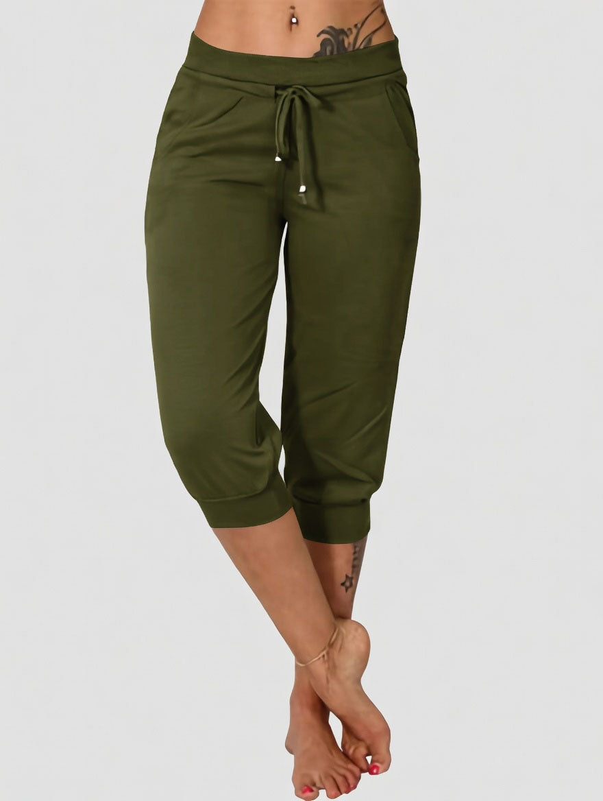 🔥Hot Summer Sale🔥Women’s Drawstring Capri Pants with Pockets for Casual Comfort Wear