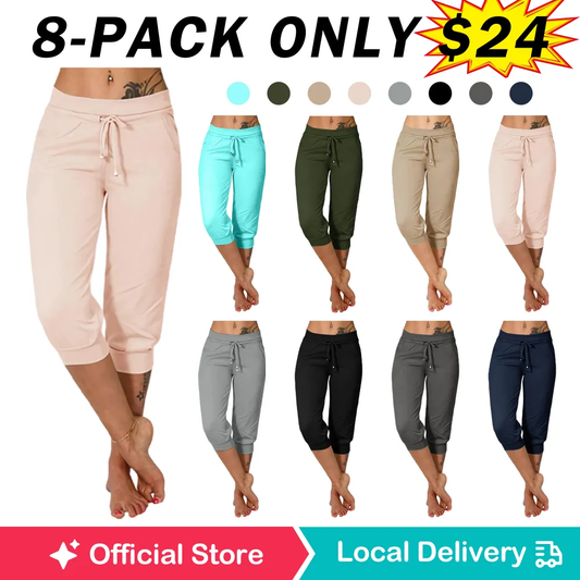 🔥Hot Summer Sale🔥Women’s Drawstring Capri Pants with Pockets for Casual Comfort Wear