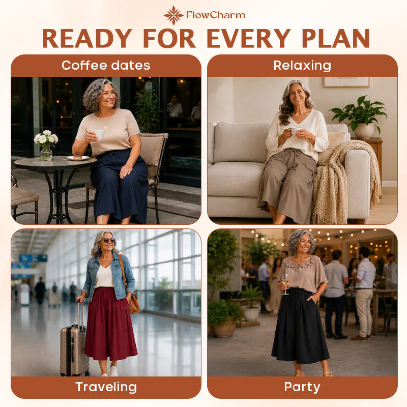 FlowCharm - Pull-On Capri Culottes for Women -BUY 2 FREE SHIPPING