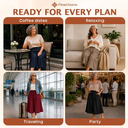 FlowCharm - Pull-On Capri Culottes for Women -BUY 2 FREE SHIPPING