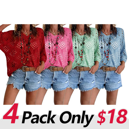 This Week's Special Price🍃Women's Bohemian Crochet V-Neck Top - Lightweight Summer Cover-Up
