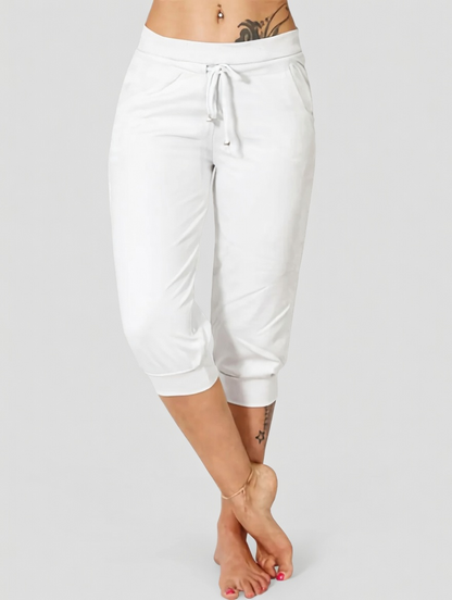 🔥Hot Summer Sale🔥Women’s Drawstring Capri Pants with Pockets for Casual Comfort Wear