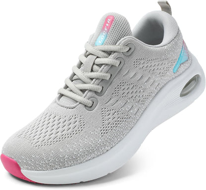 Womens Wide Orthopedic Walking Shoes with Cushioned Arch Support Lace-Up Running Sneakers