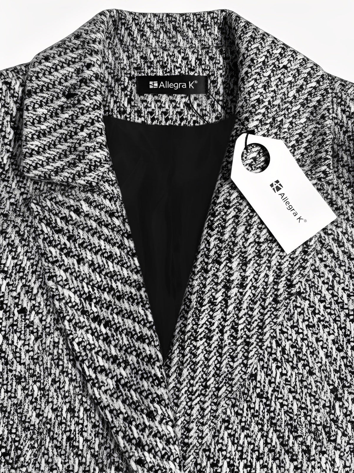 Classic Tailored Tweed Notched Lapel Double Breasted Work Blazer