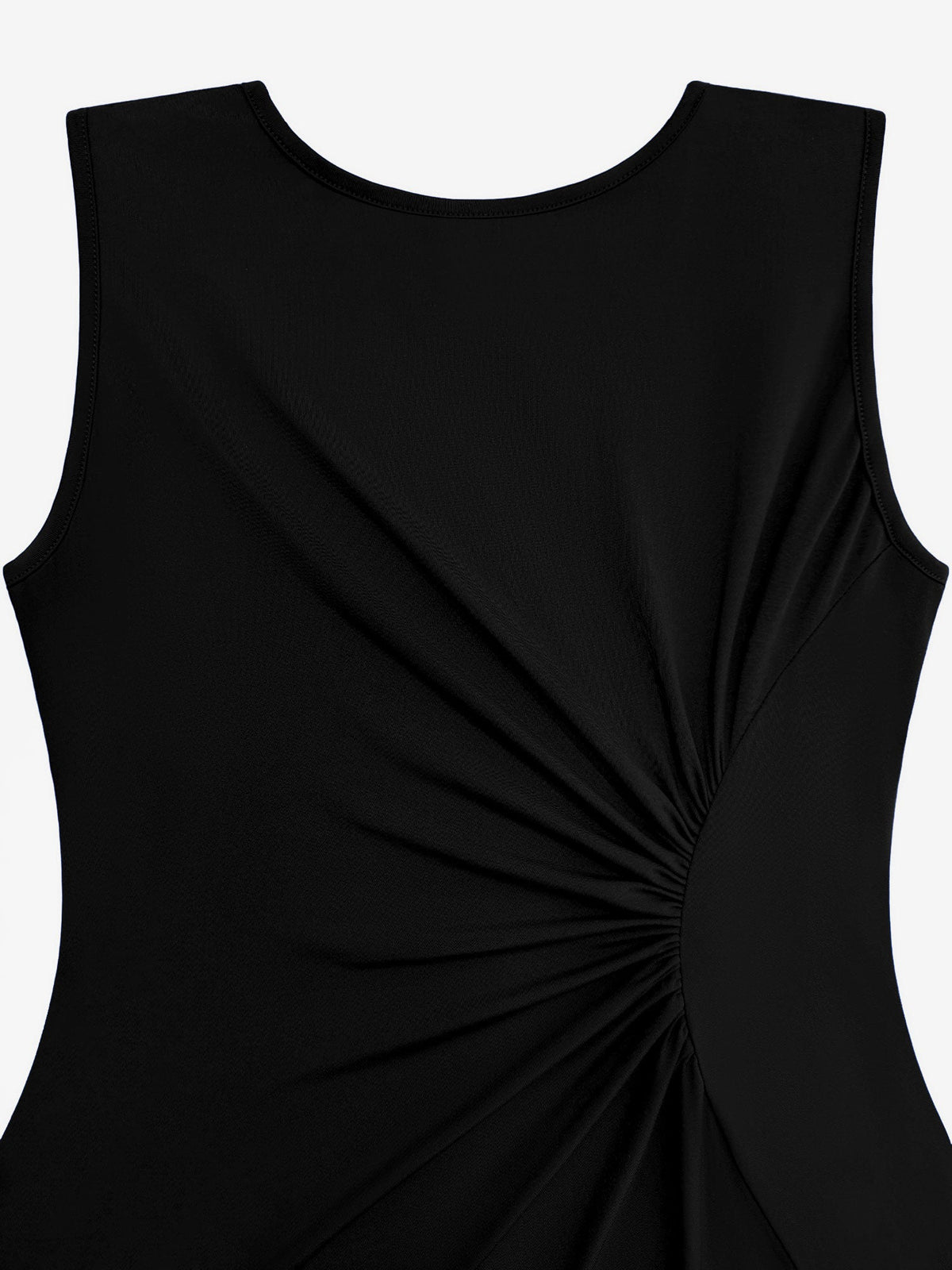 Sleeveless Ruched Irregular Hem Midi Dress