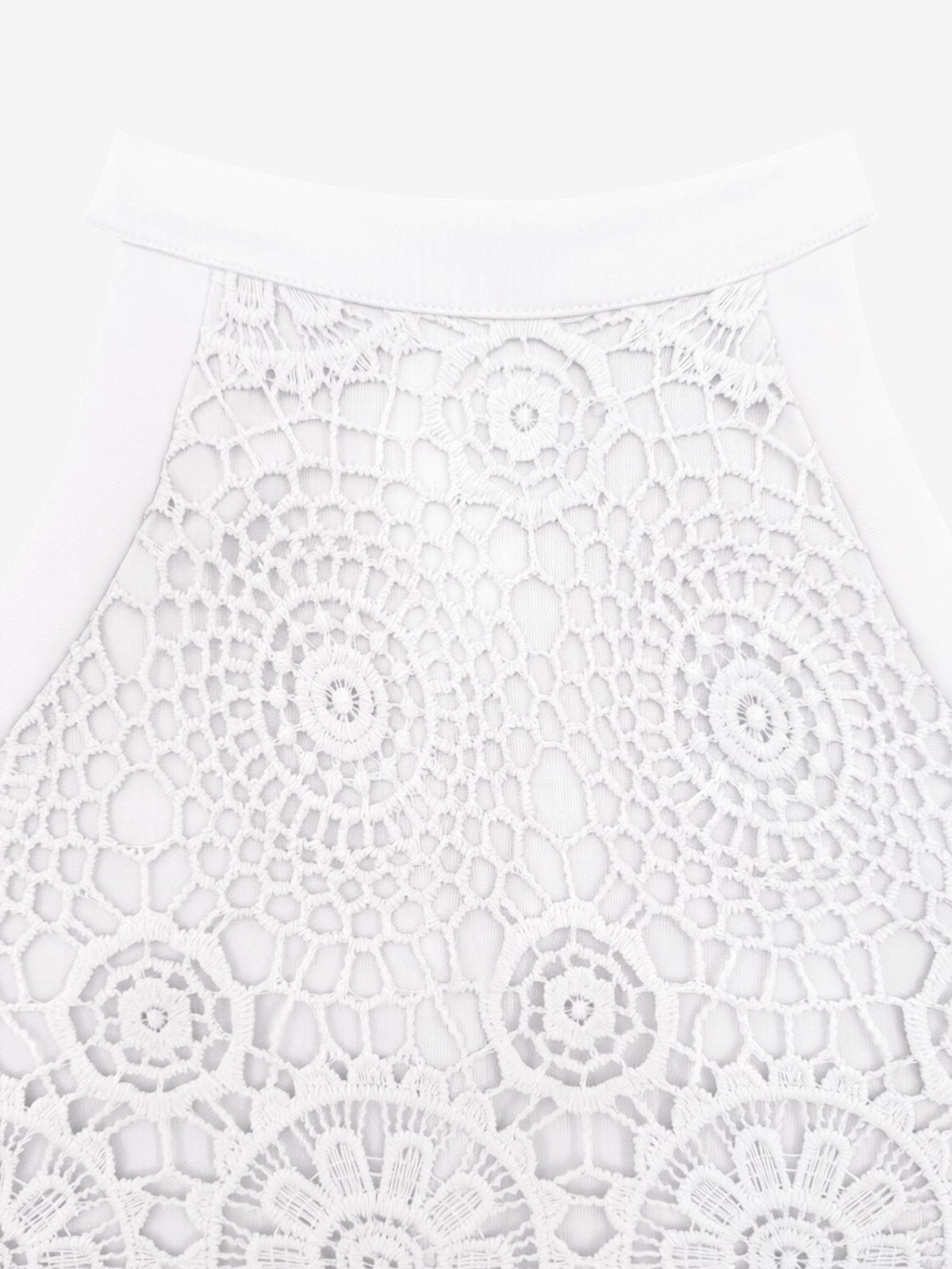 Elegant Floral Lace & Adjustable Straps Solid Color Halter Neck Lace Sleeveless Blouse