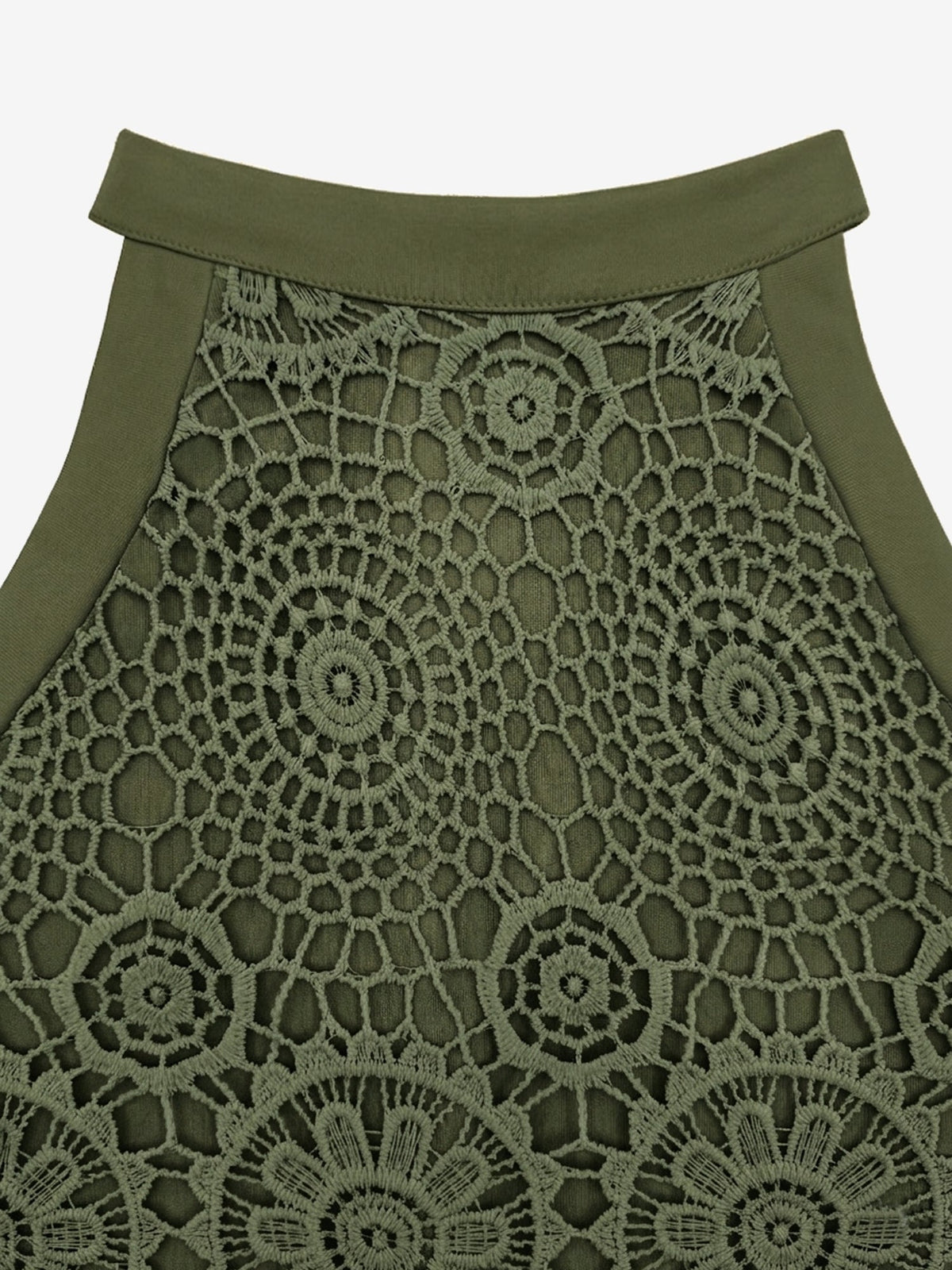 Elegant Floral Lace & Adjustable Straps Solid Color Halter Neck Lace Sleeveless Blouse
