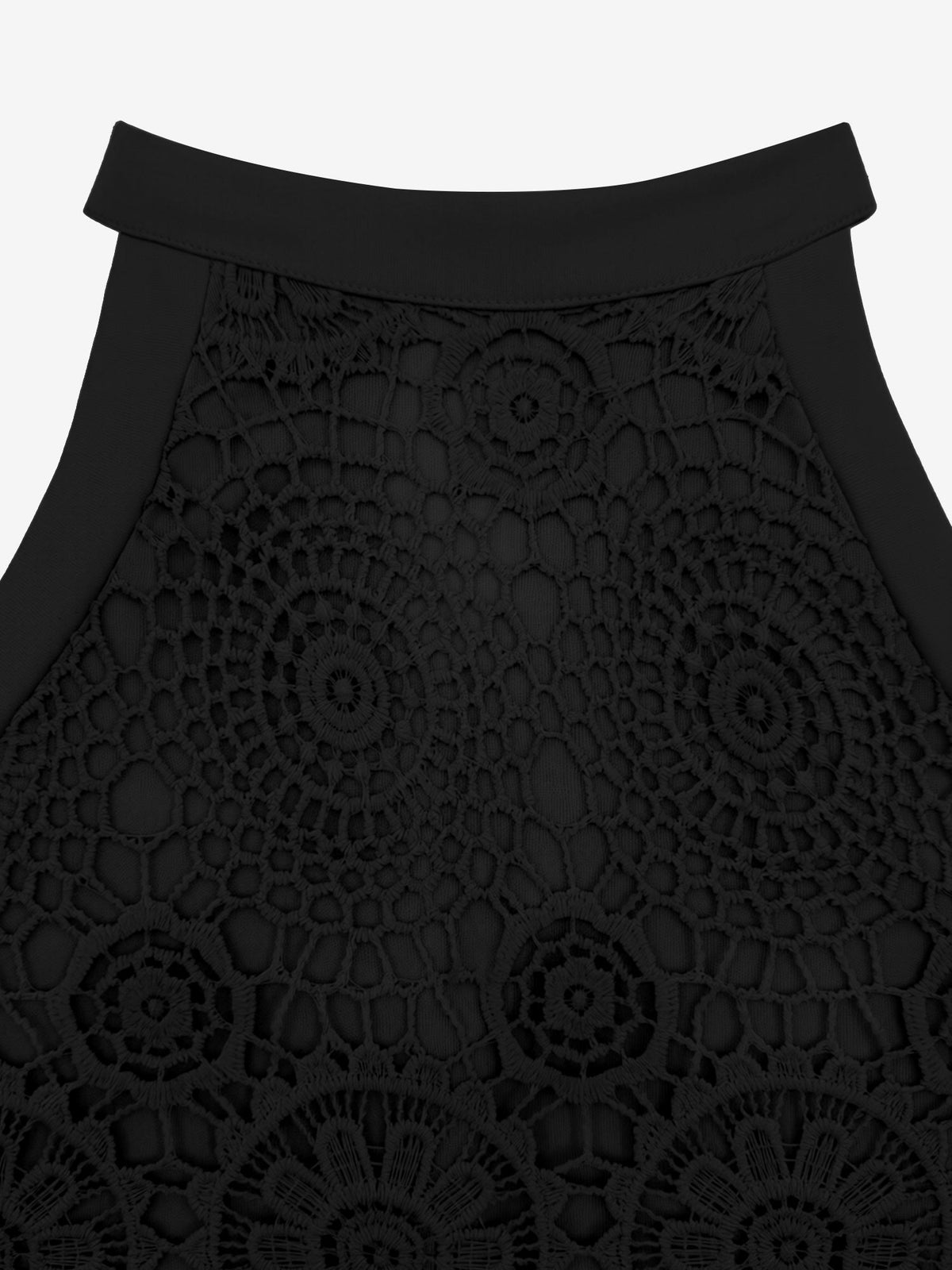 Elegant Floral Lace & Adjustable Straps Solid Color Halter Neck Lace Sleeveless Blouse