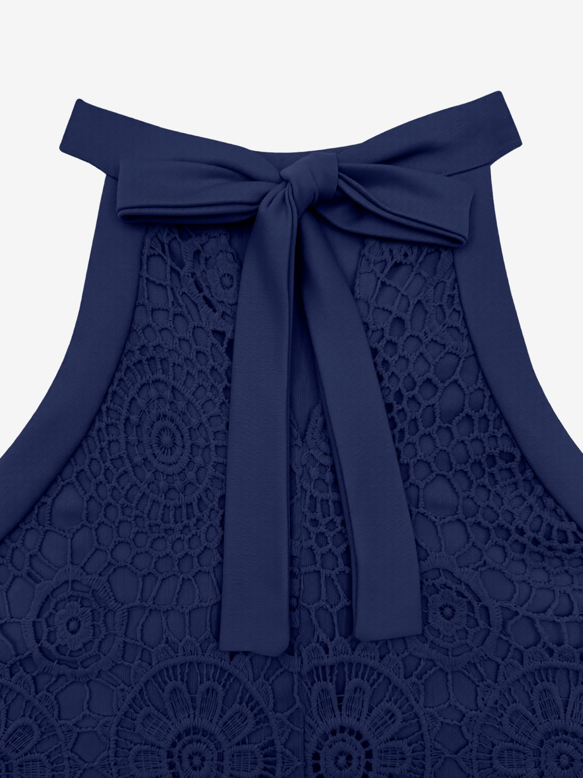 Elegant Floral Lace & Adjustable Straps Solid Color Halter Neck Lace Sleeveless Blouse