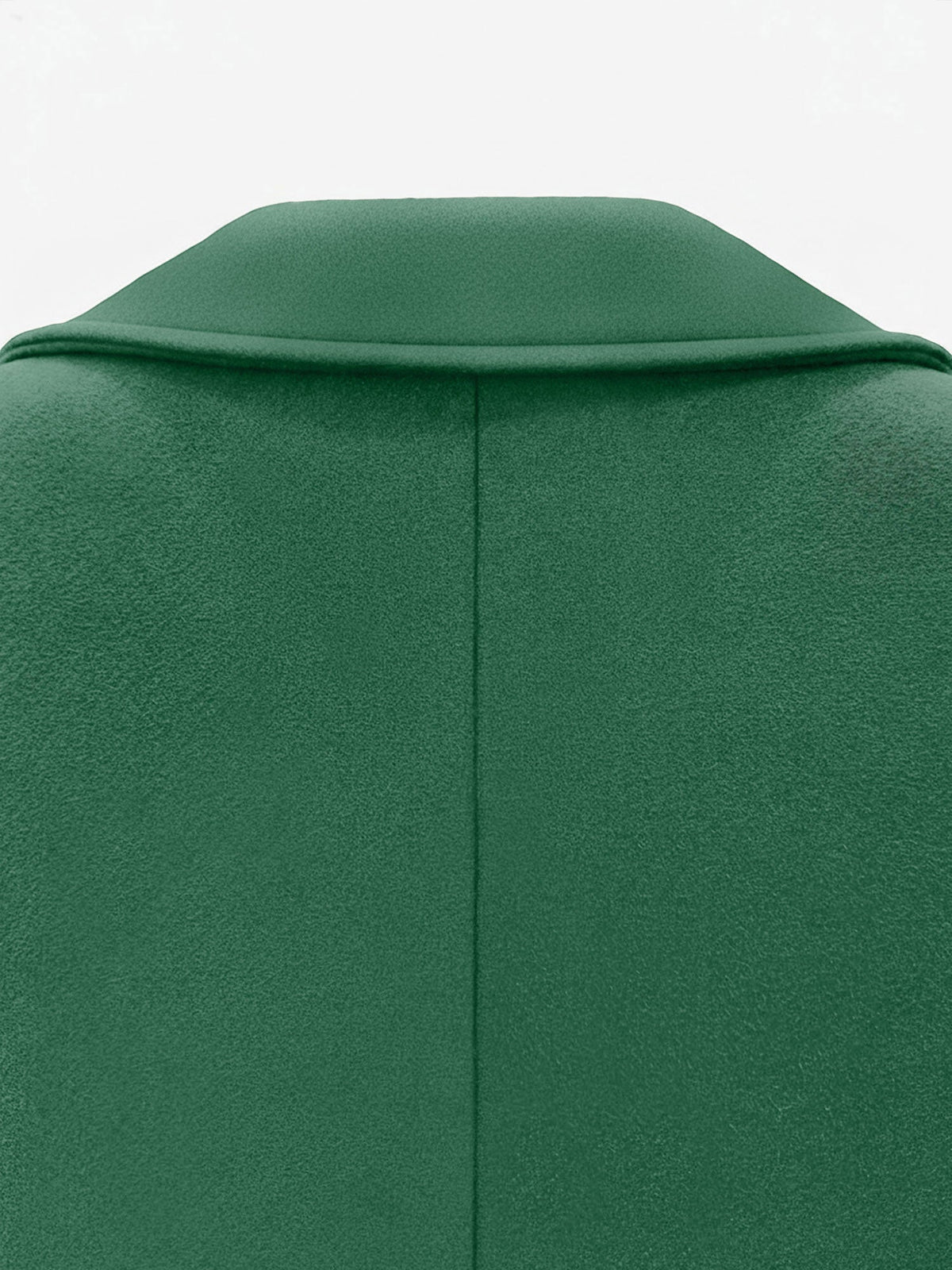 Notched Lapel Double-Breasted Fully Lined Mid-Length Coat