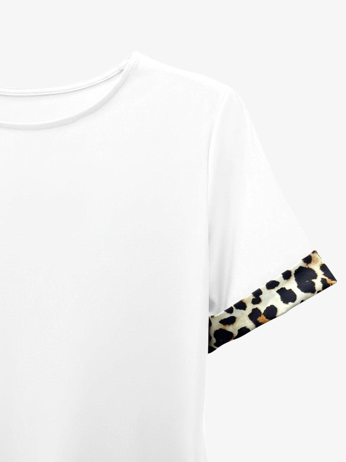Leopard Print Patchwork Boat Neck Short Sleeve T-Shirt Dress