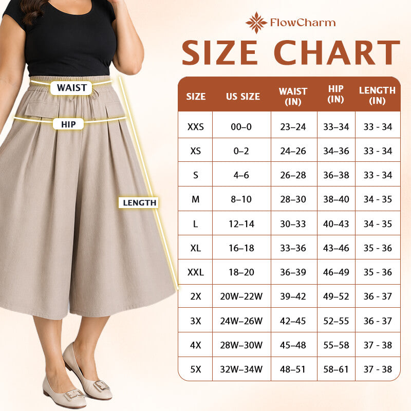 FlowCharm - Pull-On Capri Culottes for Women -BUY 2 FREE SHIPPING