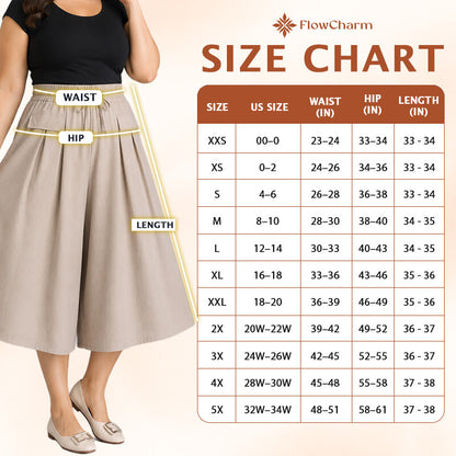 FlowCharm - Pull-On Capri Culottes for Women -BUY 2 FREE SHIPPING