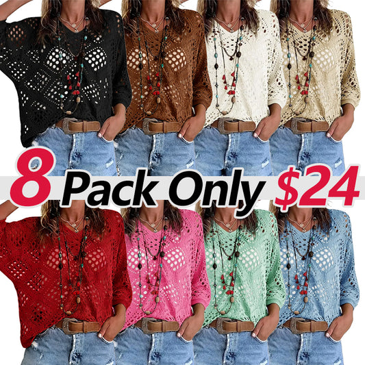 This Week's Special Price🍃Women's Bohemian Crochet V-Neck Top - Lightweight Summer Cover-Up