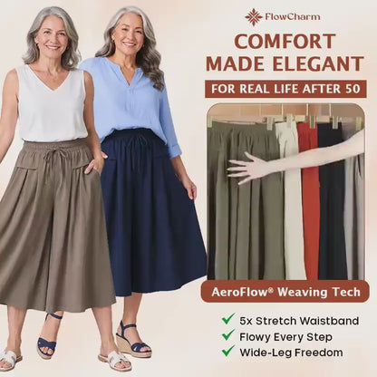 FlowCharm - Pull-On Capri Culottes for Women -BUY 2 FREE SHIPPING