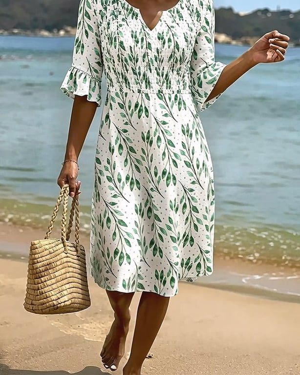Half Sleeve Printed Dress