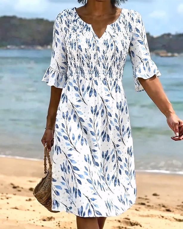 Half Sleeve Printed Dress