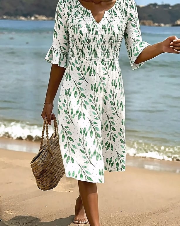 Half Sleeve Printed Dress