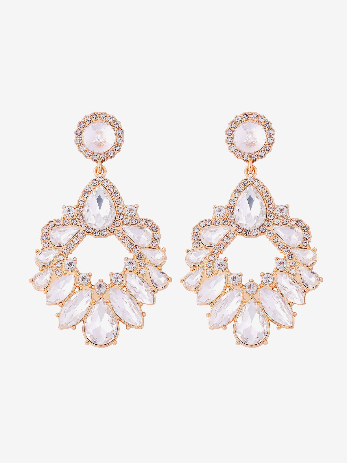 Retro Colorful Faux Diamond Rhinestones Geometric Chandelier Earrings