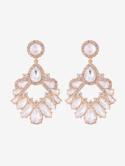 Retro Colorful Faux Diamond Rhinestones Geometric Chandelier Earrings