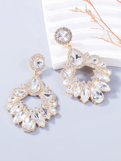Retro Colorful Faux Diamond Rhinestones Geometric Chandelier Earrings