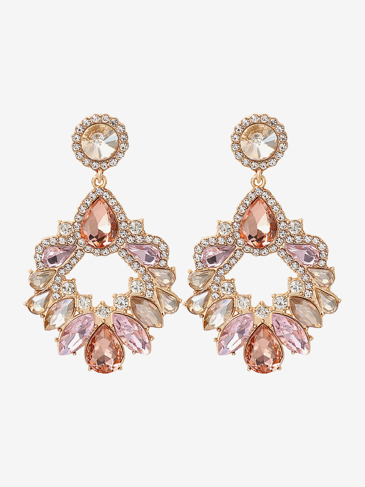 Retro Colorful Faux Diamond Rhinestones Geometric Chandelier Earrings