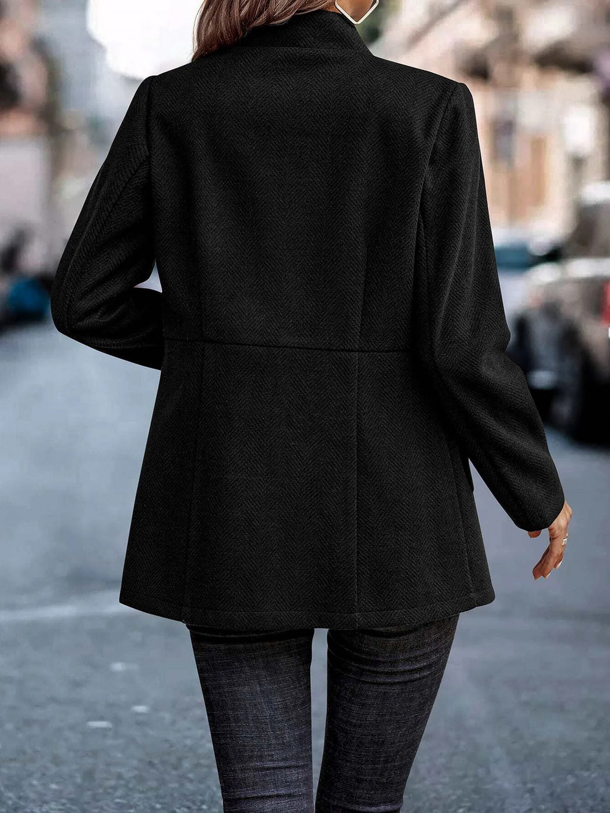 Tailored Premium Long Sleeves Work Office Business Herringbone Blazer