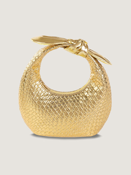 Faux Leather Crocodile Texture Twist Knot Clutch Bag