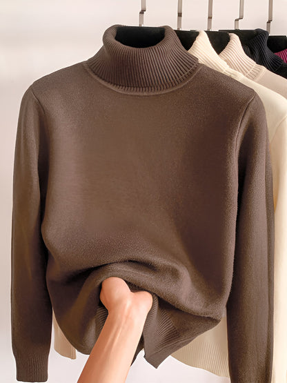 Fleece Thermal Turtle Neck Long Sleeves Sweater