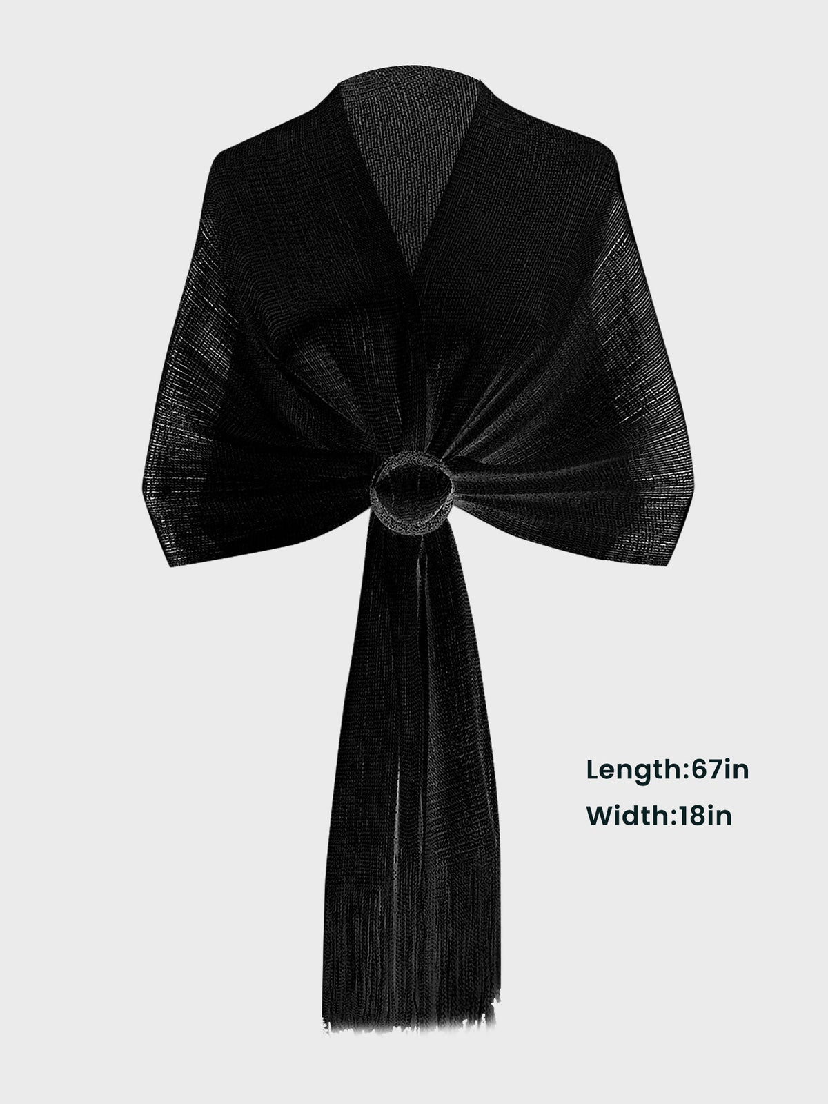 See Through Solid Color Tassel Long Scarf