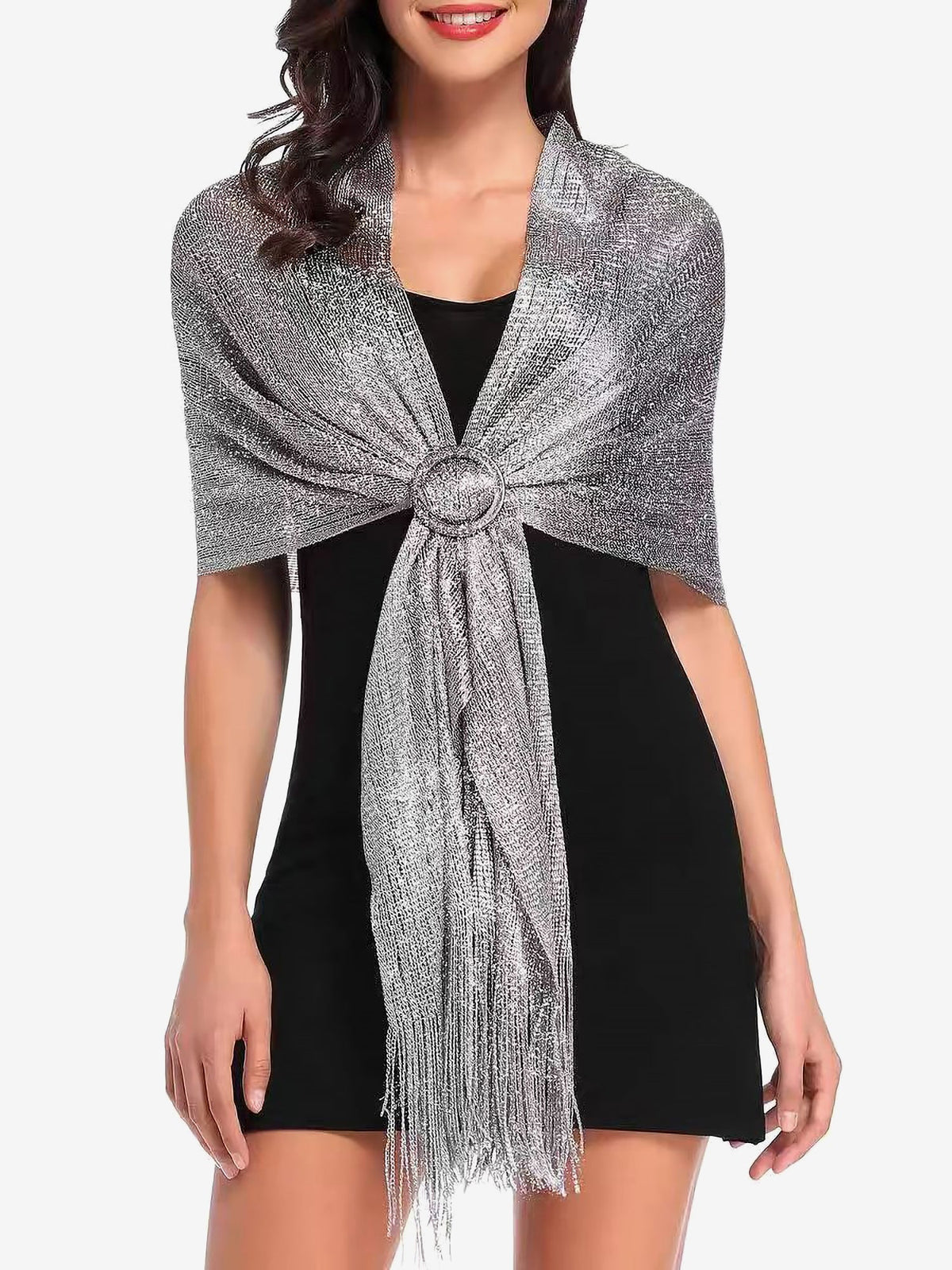 See Through Solid Color Tassel Long Scarf