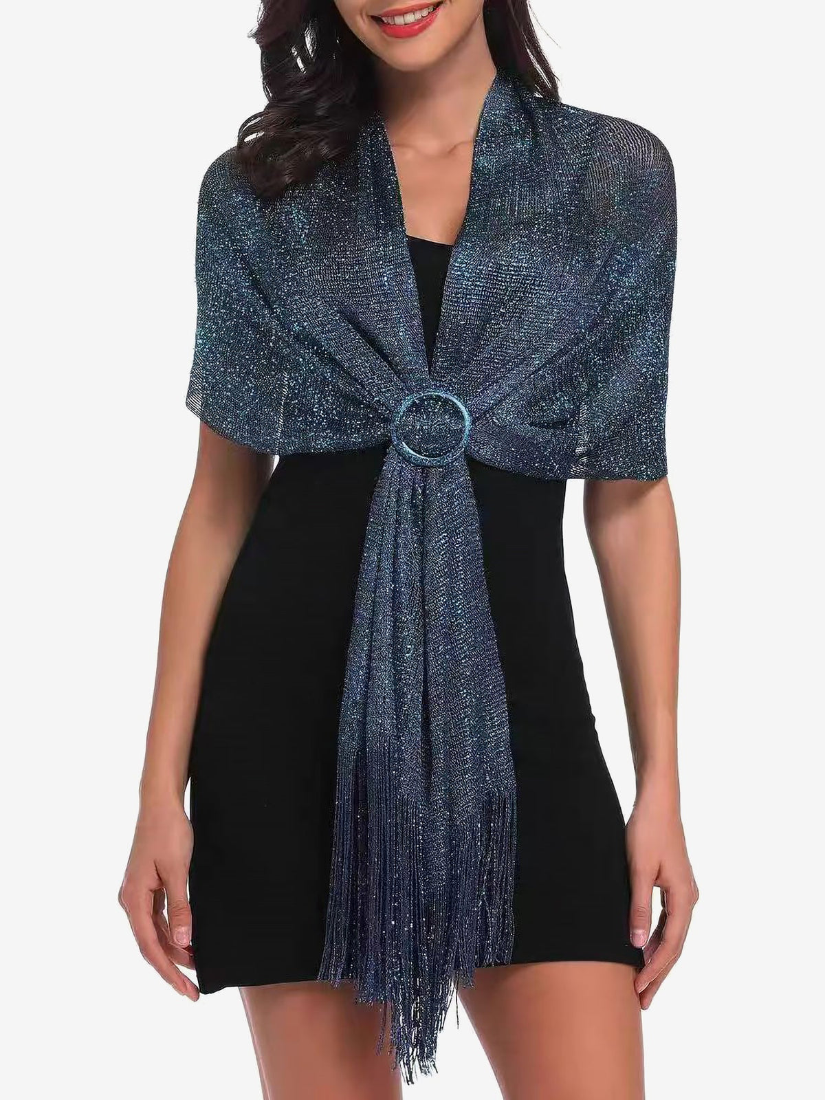 See Through Solid Color Tassel Long Scarf