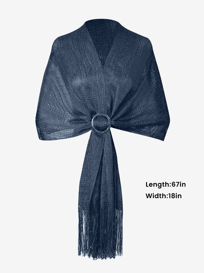 See Through Solid Color Tassel Long Scarf