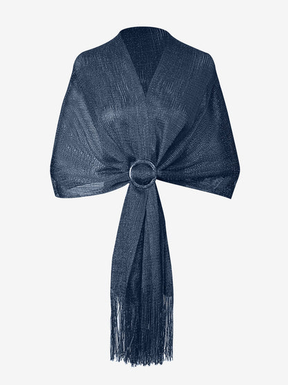 See Through Solid Color Tassel Long Scarf