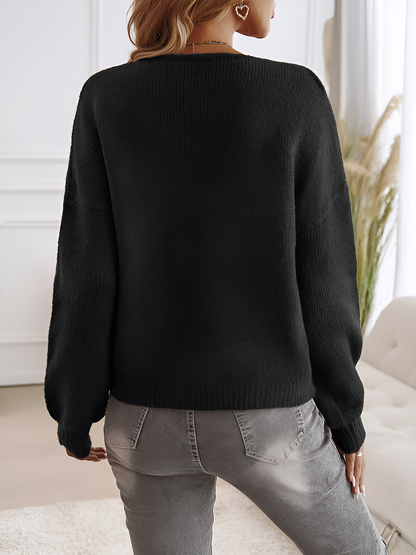 Ribbed Knit Lace-Up Bow Long Sleeves Cardigan