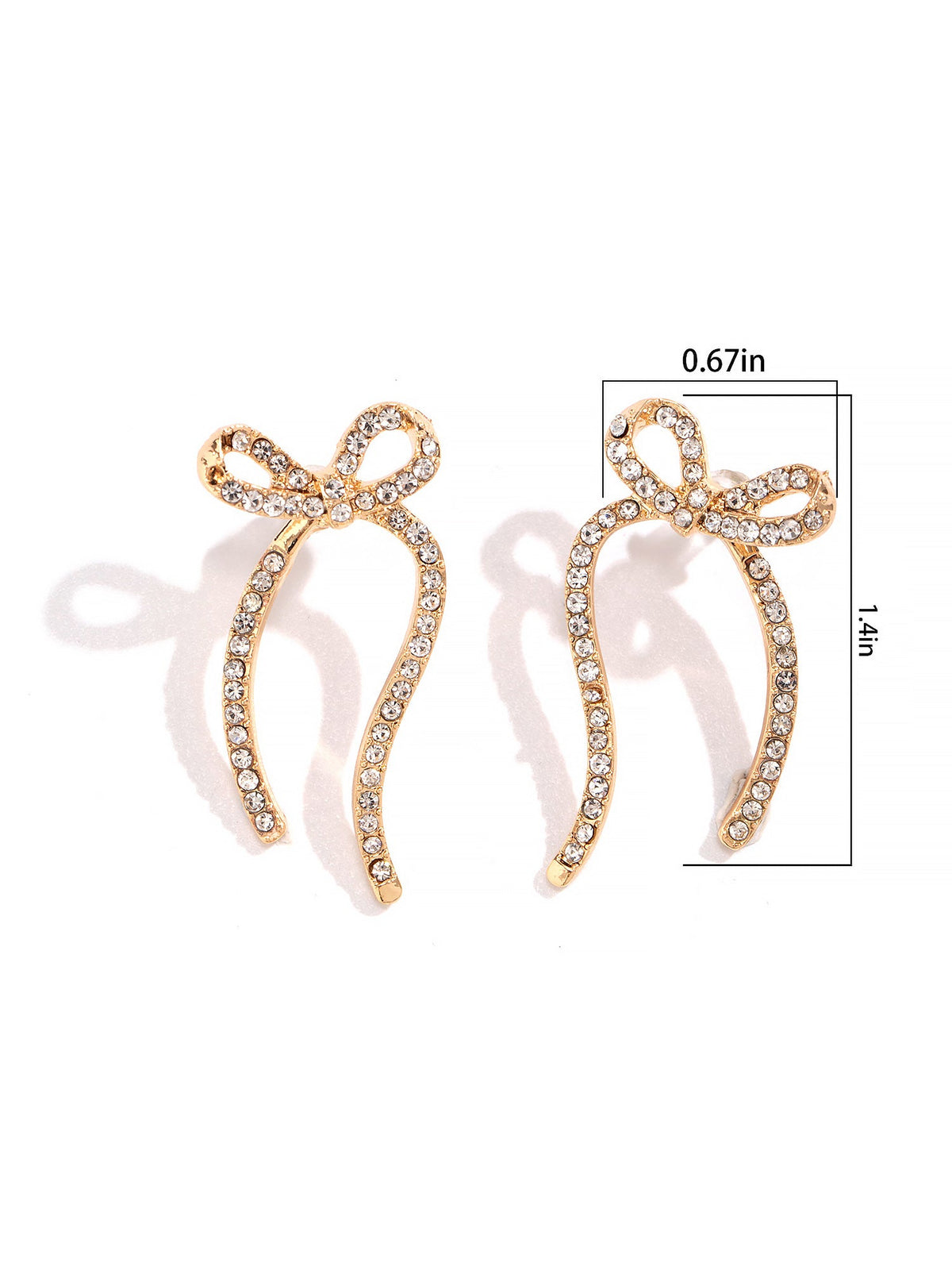 Alloy Faux Pearl Rhinestones Bow Shape Stud Earrings