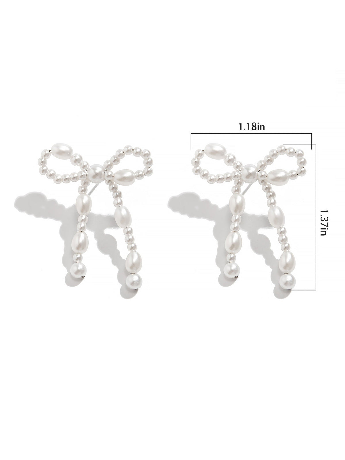Alloy Faux Pearl Rhinestones Bow Shape Stud Earrings
