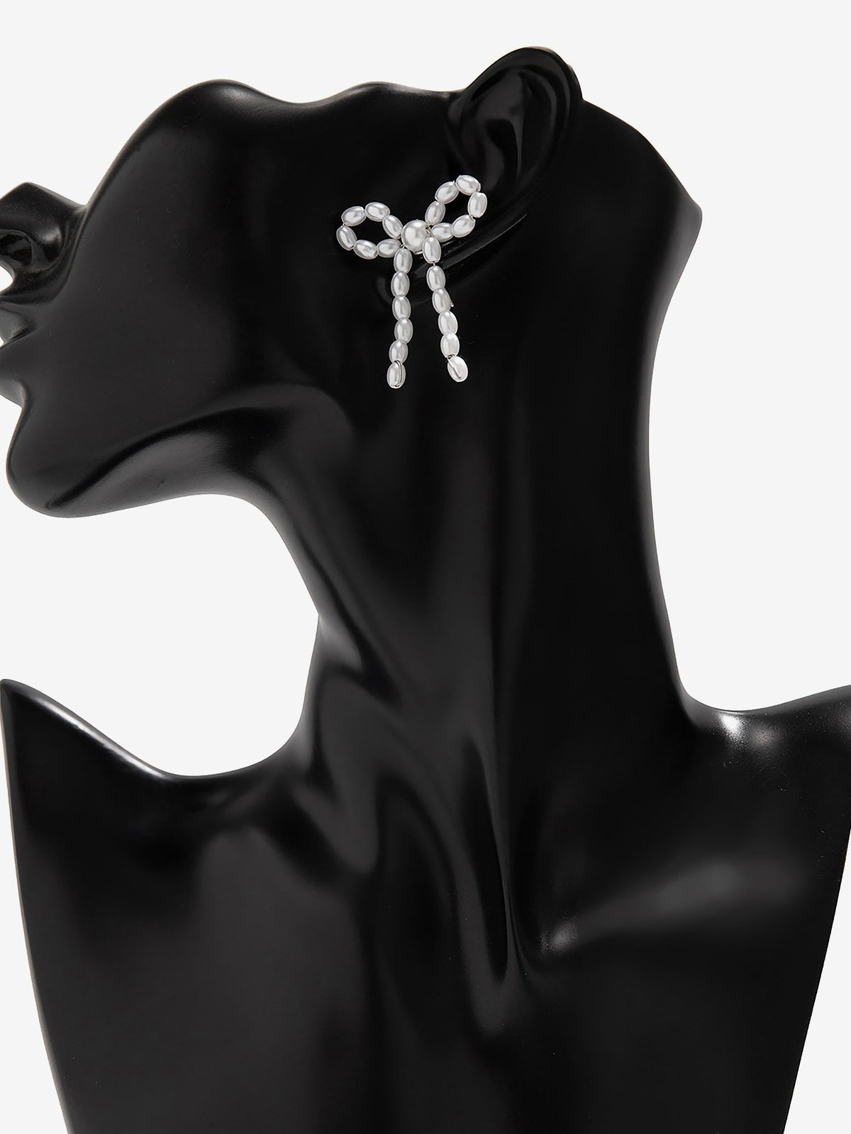 Alloy Faux Pearl Rhinestones Bow Shape Stud Earrings