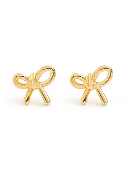 Alloy Faux Pearl Rhinestones Bow Shape Stud Earrings