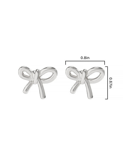 Alloy Faux Pearl Rhinestones Bow Shape Stud Earrings