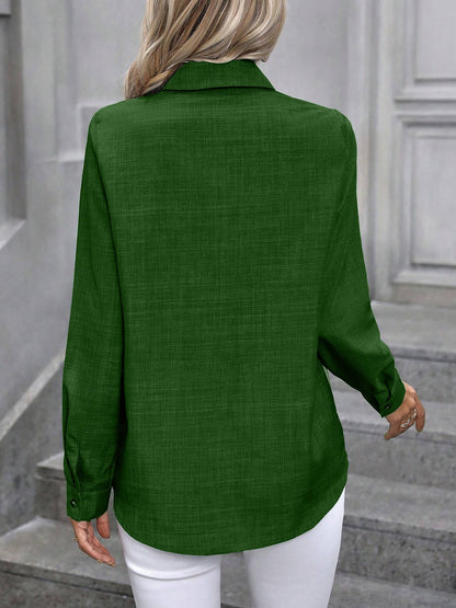 Collared Long Sleeves Button Down Work Shirt