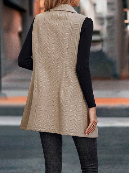 Modern Sleeveless Notched Lapel Double Breasted Tailored Fit Vest