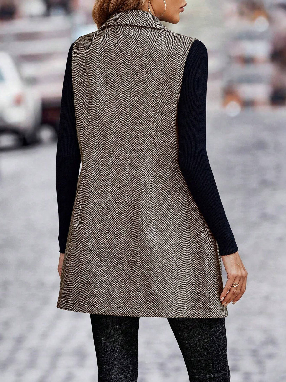 Modern Sleeveless Notched Lapel Double Breasted Tailored Fit Vest