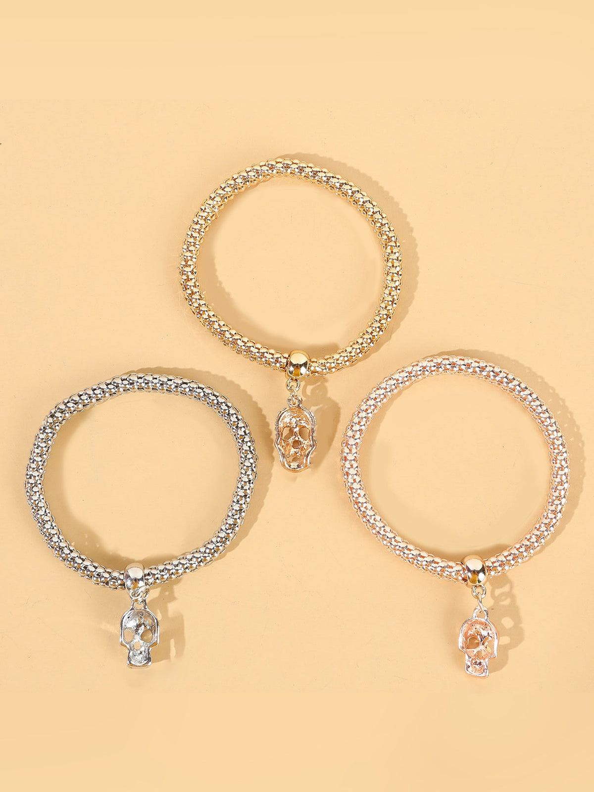 3 Packs Corn Chain Alloy Pendant Bracelet Set