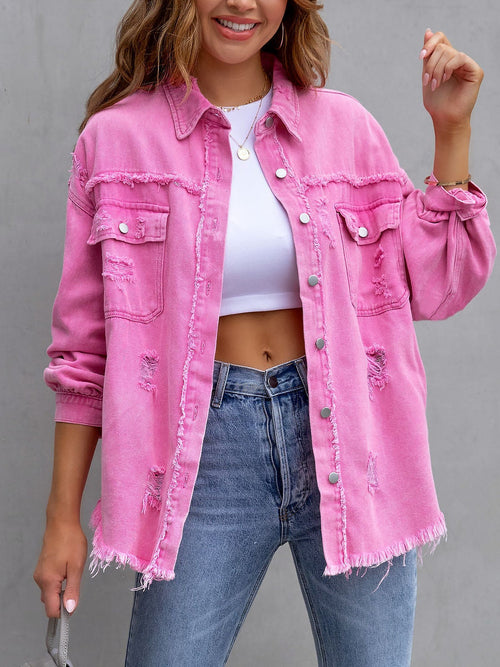 Long Sleeves Button Down Denim Jean Jacket