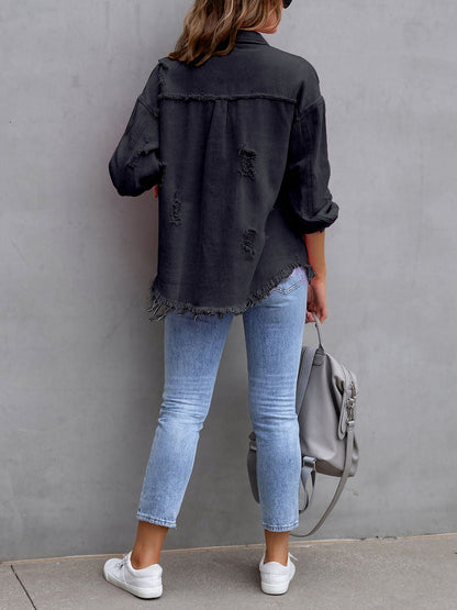 Long Sleeves Button Down Denim Jean Jacket